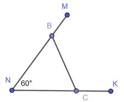 Построение треугольника CNB с углом N в 60 градусов