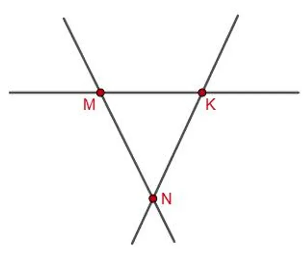 Деление плоскости тремя неконкурентными прямыми