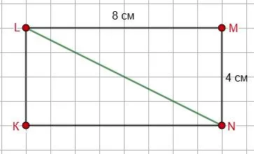 Прямоугольник KLMN с диагональю LN (задание 4.71)