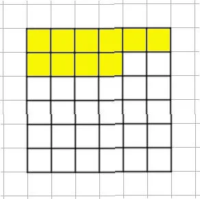 Квадрат 6 на 6 клеток с закрашенными частями