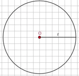 Построенная окружность с радиусом и диаметром