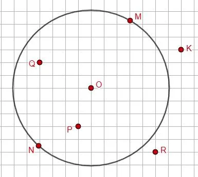 Окружность с точками M, N, P, Q, R, K