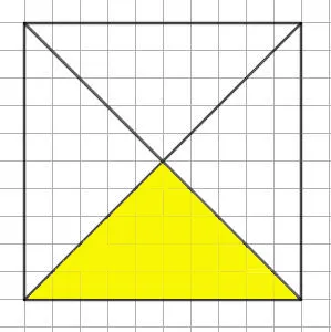 Квадрат 10x10, разделенный на 4 части, одна закрашена